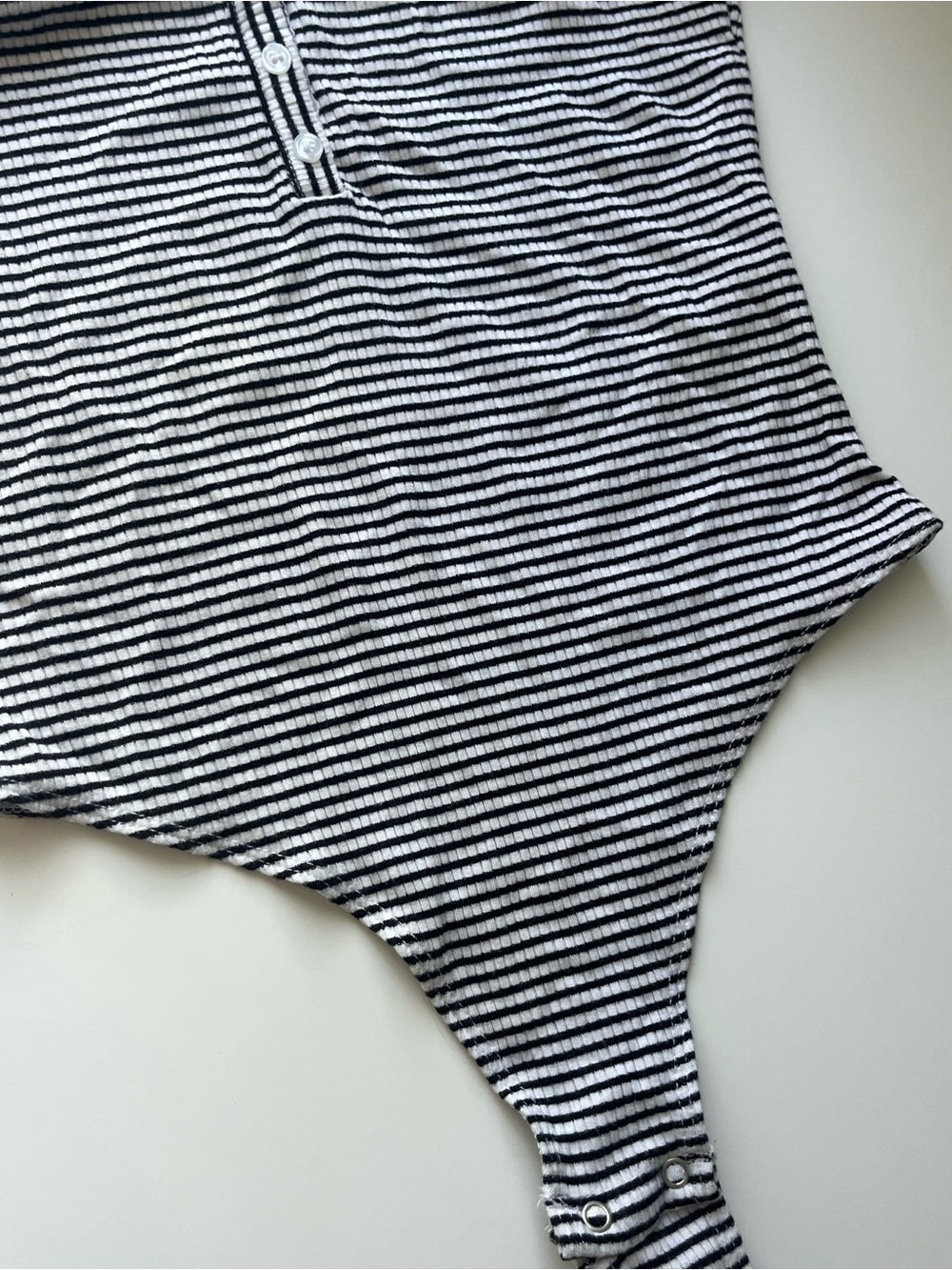 GARAGE Rare- Striped Black & White Ribbed Bodysuit- XS
